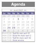 Le mini-calendrier mensuel